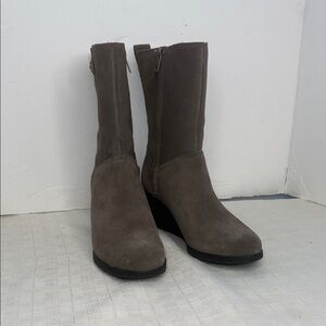 Ugg Potrero Waterproof Wedge Bootie Gray Suede Size 8